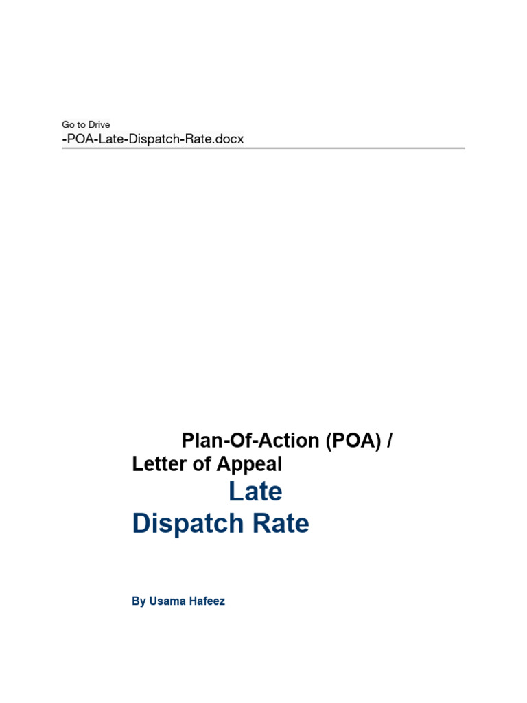 Amazon Late Dispatch Rate Appeal Plan | PDF | Courier | Business