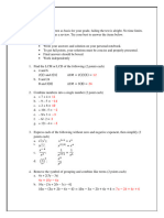 Algebra Pre Test Solutions Cal 1 Module