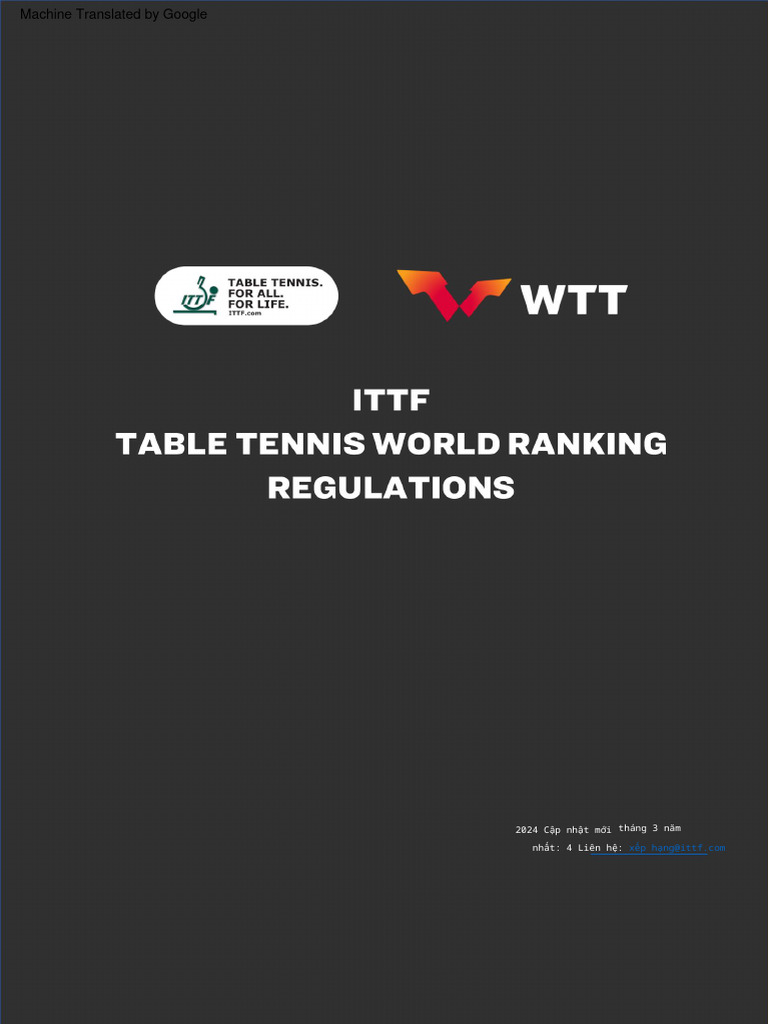 ITTF Table Tennis World Ranking Regulations 20240304 PDF