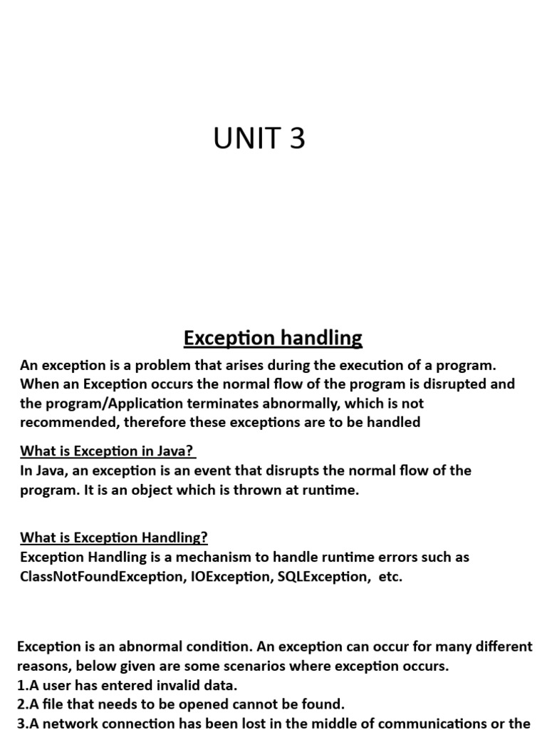 Java Exception Handling Overview | PDF | Thread (Computing) | Process ...