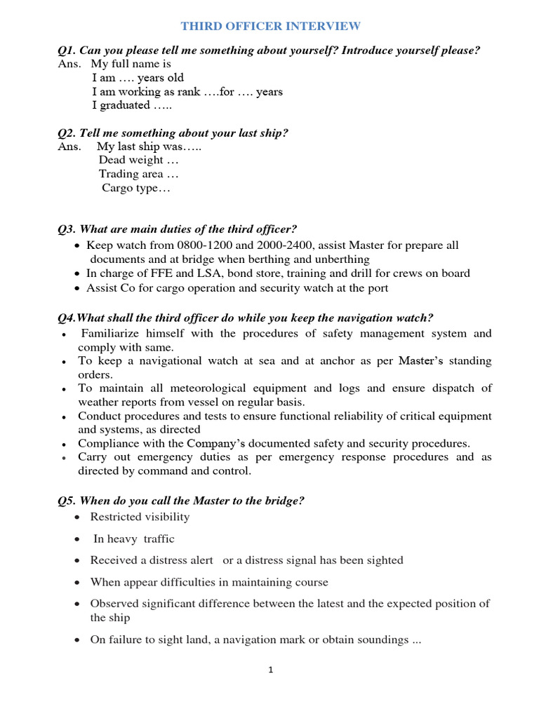Third Officer Interview Q&A Guide | PDF | Ships | Waste Management