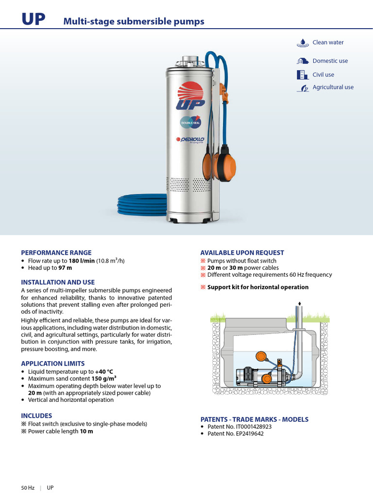UP EN 50Hz | PDF | Pump | Water