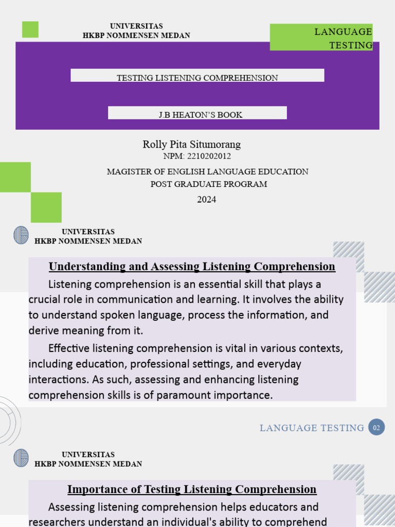 Presentasiku Testing Listening Comprehension 13-01-2024 | PDF | Reading ...