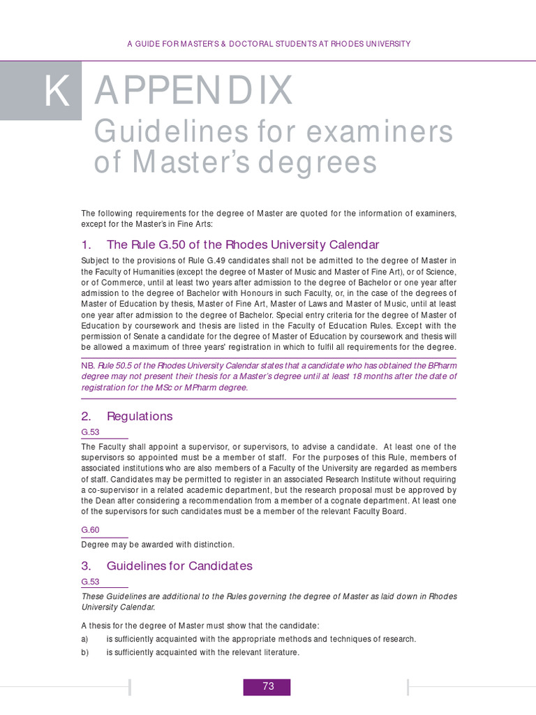 Master’s Degree Examination Guidelines | PDF | Thesis | Academic Degree