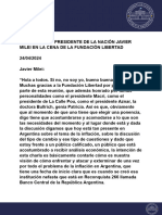 Milei, en La Fundación Libertad: "La Base Del Ajuste Es Motosierra"