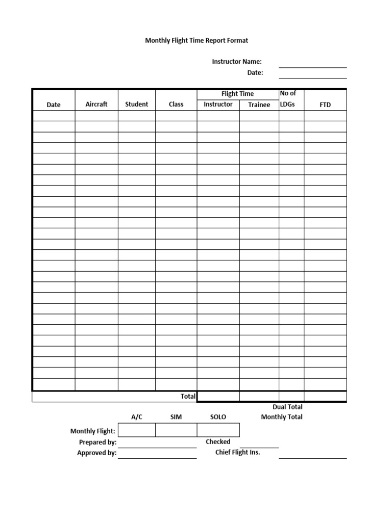 BzMonthly Flight Format - WPS Office | PDF