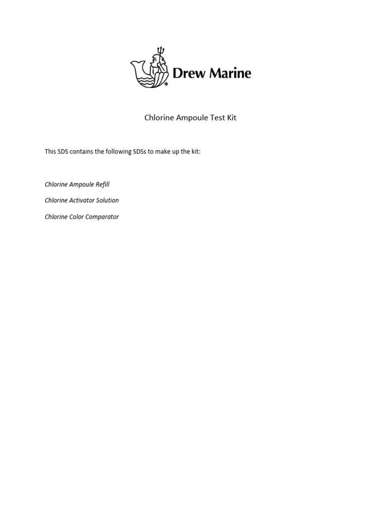 Chlorine Ampoule Test Kit Overview | PDF | Safety | Occupational Safety ...