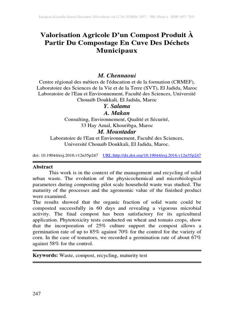 Valorisation des Déchets Agricoles par Compostage | PDF | Compost