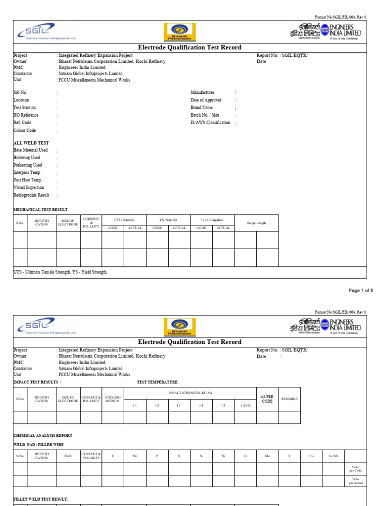 F4Electrode Qualification Record PDF Welding Construction