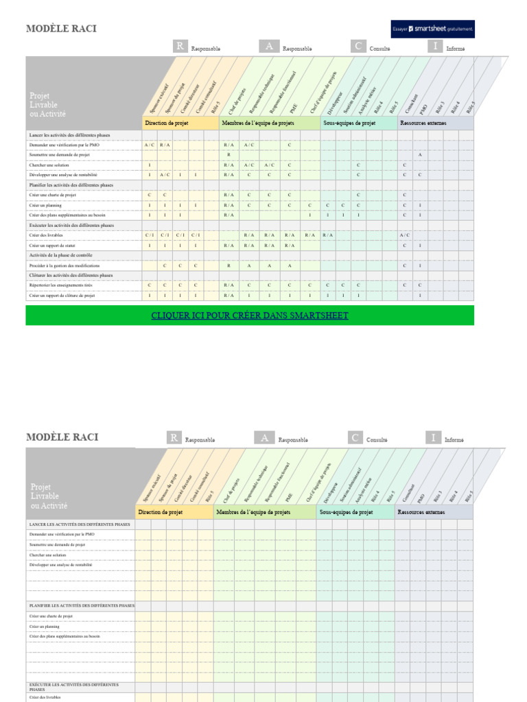 Modèle RACI Vierge pour Projets | PDF | Informatique