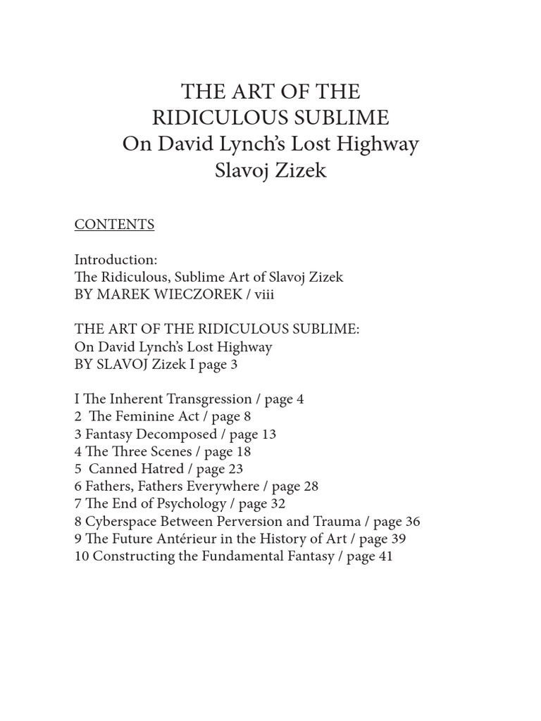 THE ART OF THE RIDICULOUS SUBLIME On Dav | PDF | Slavoj Žižek | Jacques ...