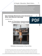 Role of Christian Missionaries in The Colonization of East Africa