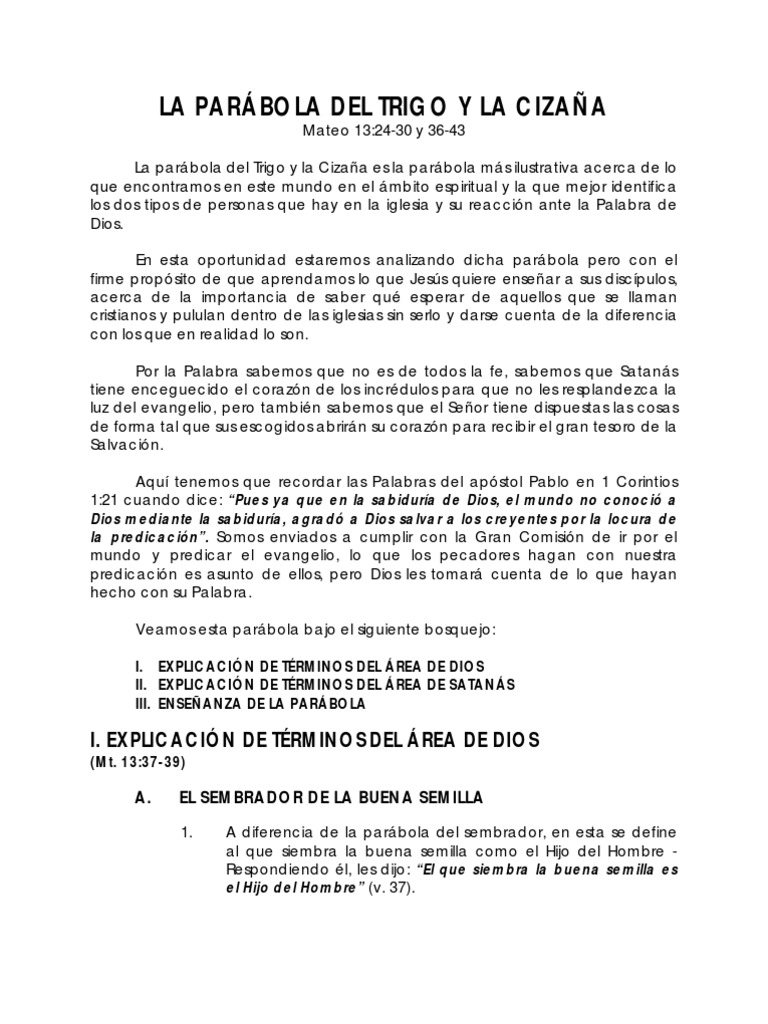 La Parabola Del Trigo y La Cizaña | PDF | Parábolas de Jesús | Jesús