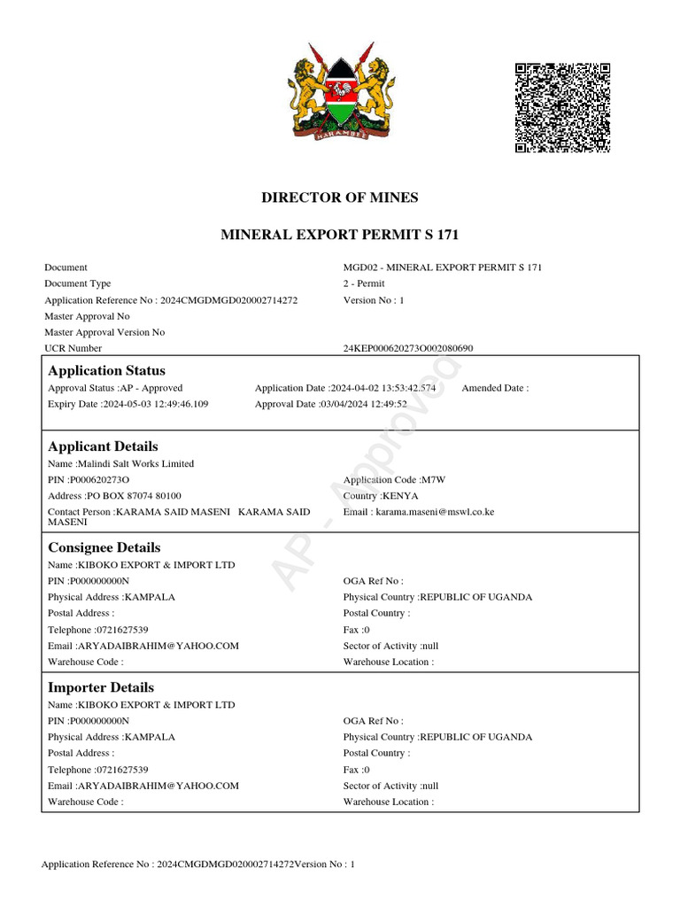 Curated visual reference: Fresh Look at Malindi Salt Works Export Permit Approved Pdf Salt