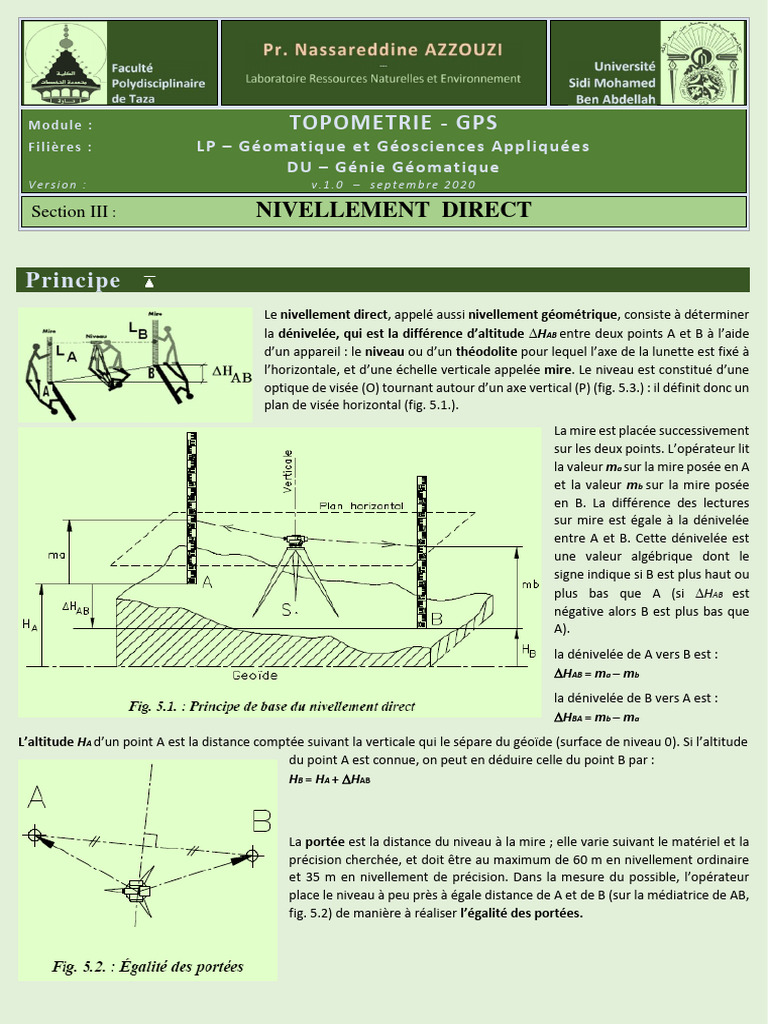 Nivellement Direct en Topométrie | PDF