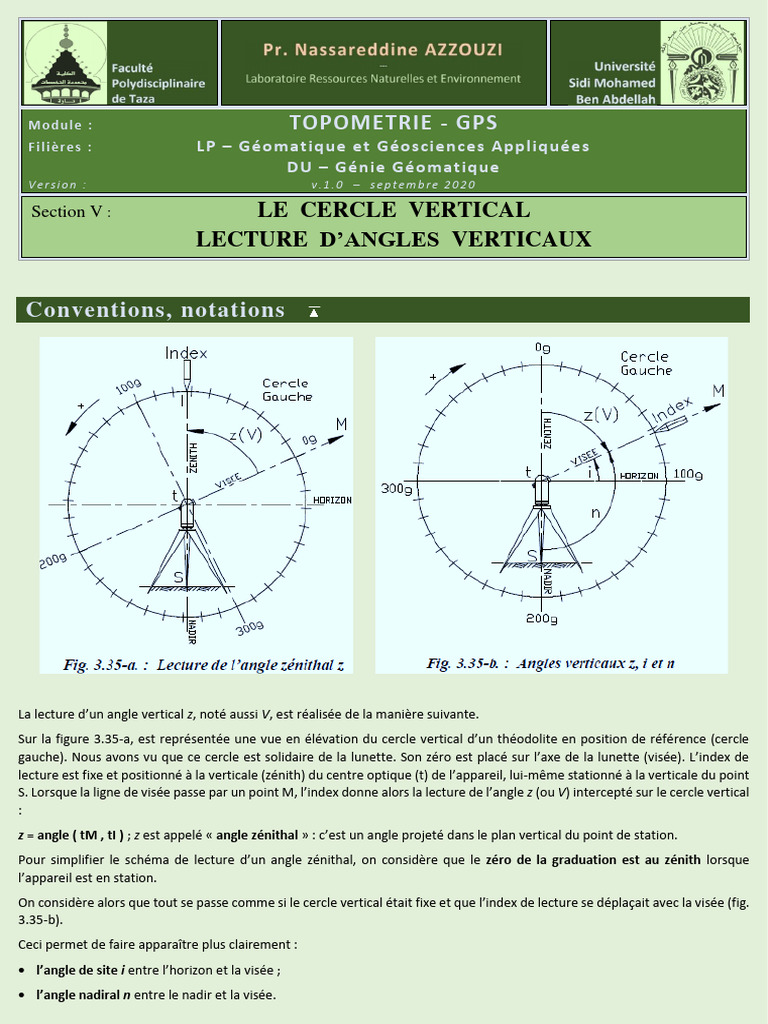 Lecture des Angles Verticaux en Topométrie | PDF | Angle
