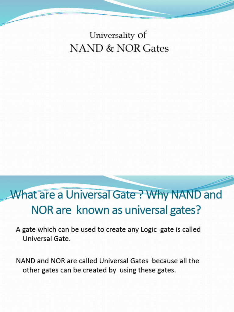 Universality of NAND and NOR Gates | PDF | Logic Gate | Digital Electronics