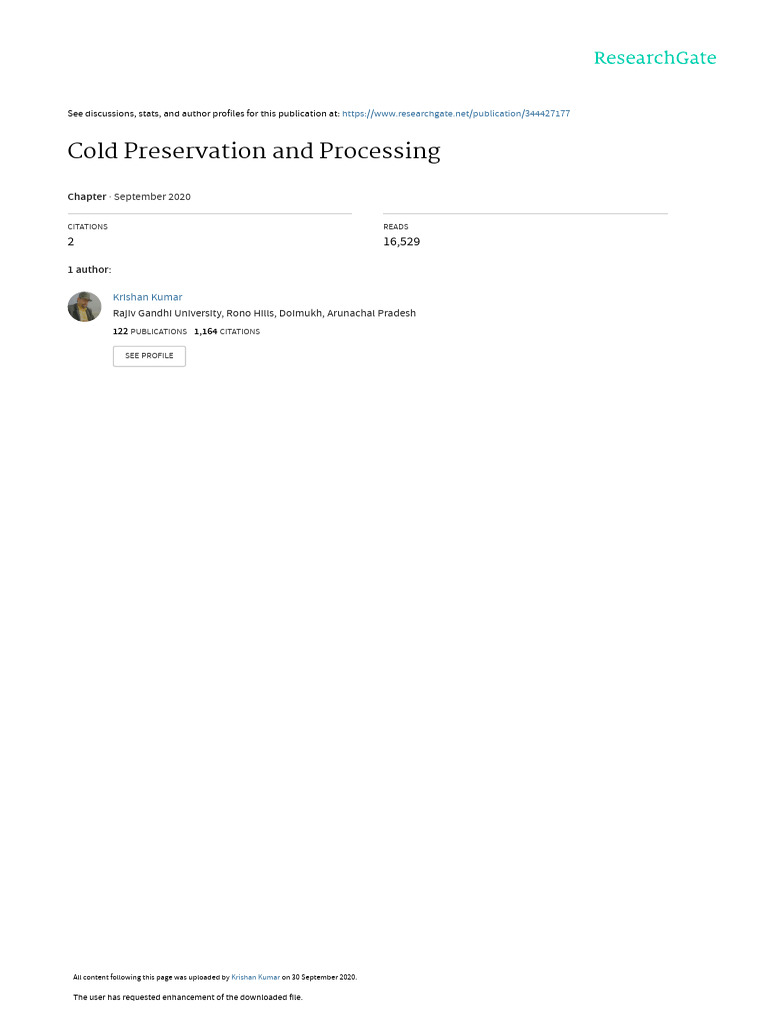 Cold Preservation Techniques Guide | PDF | Refrigeration | Freezing