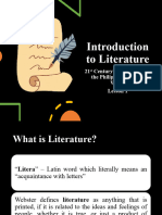 21st Century Lit - Lesson 1 - Introduction To Literature