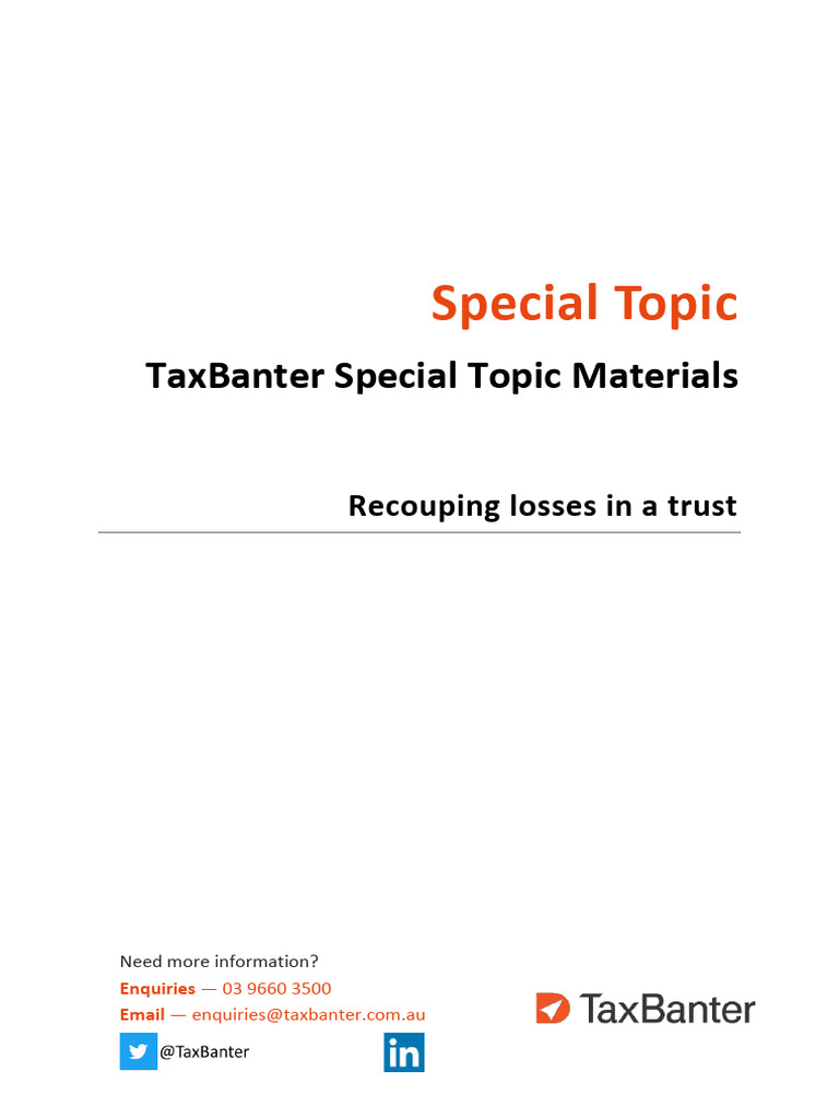 Recouping Losses in A Trust (V001a) PDF Tax Deduction Taxes