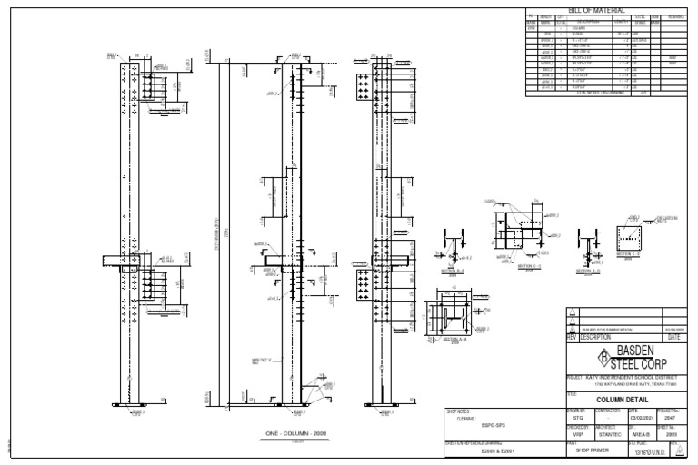 Column Detail and Bill of Materials | PDF