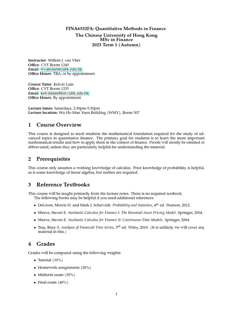Quantitative Methods in Finance Course | PDF | Academic Dishonesty ...