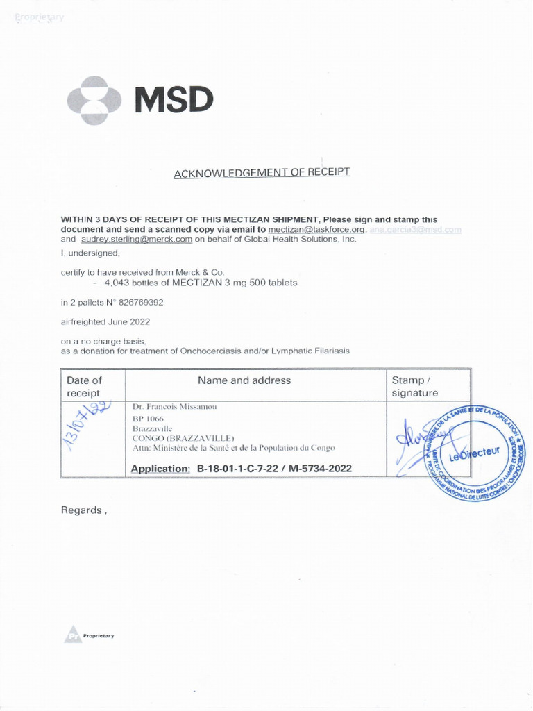 Document Reception Mectizan | PDF
