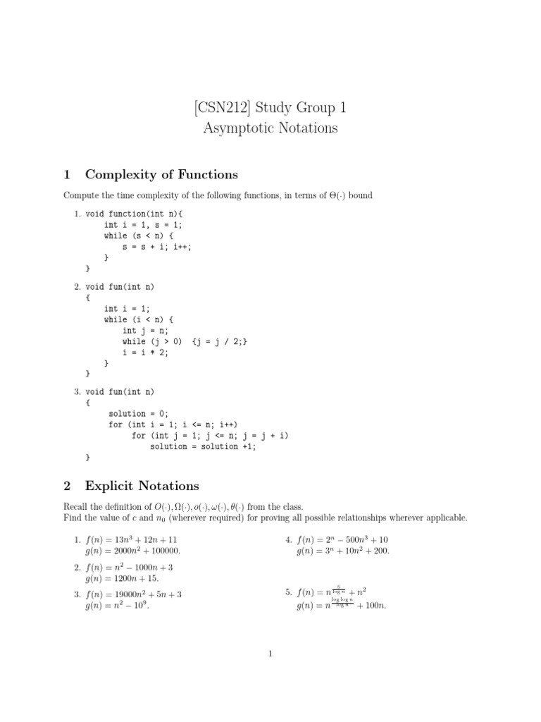 Asymptotic Notations and Complexity Analysis | PDF