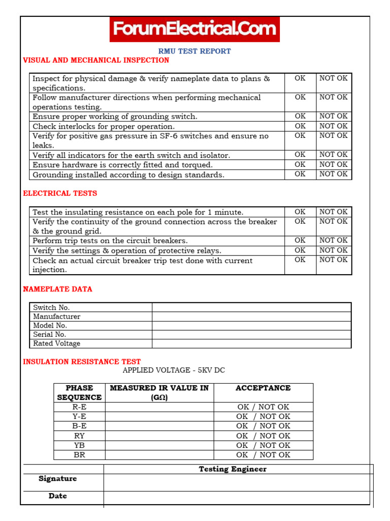 RMU Test Report | PDF | Switch | Relay