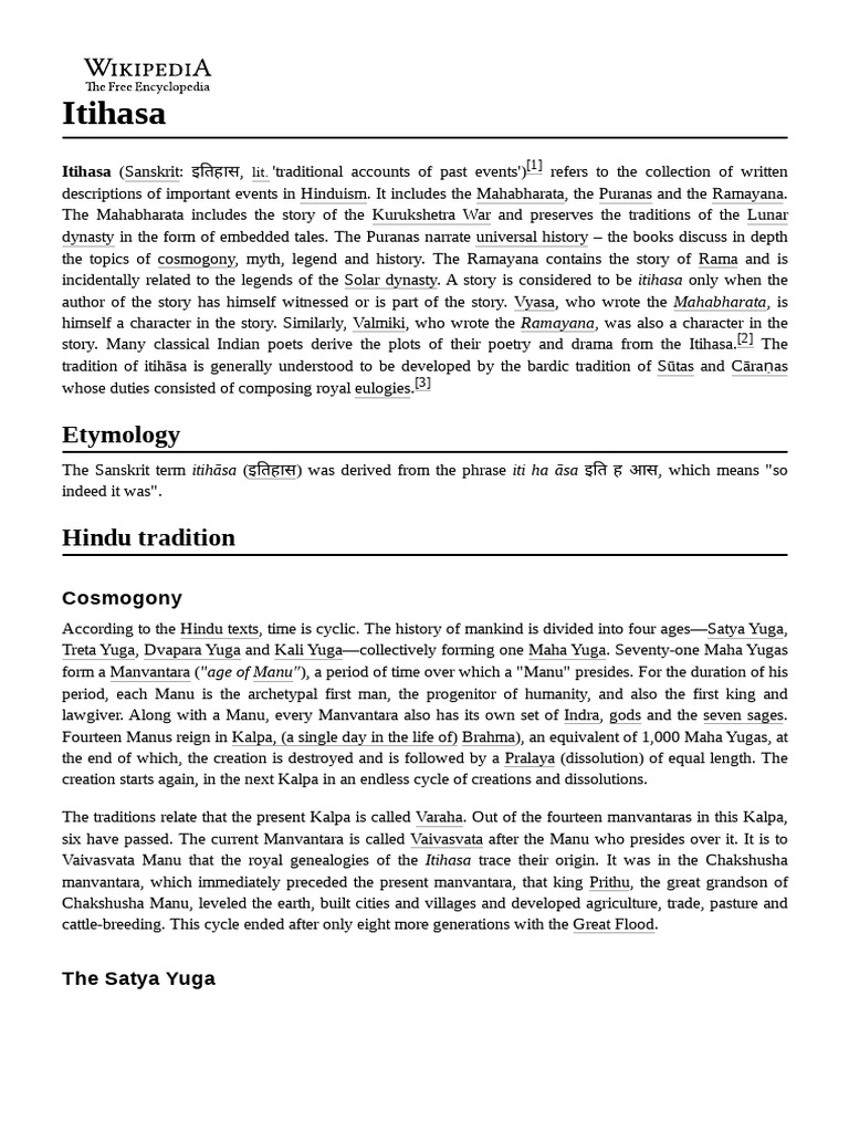 Understanding Itihasa in Hinduism | PDF | Mahabharata | Hindu Mythology