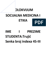 Trujić Senka Kolokvijum Socijalna Medicina I Etika