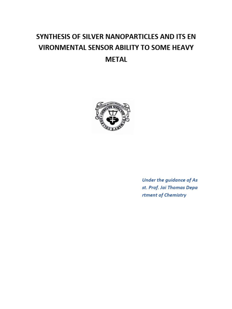 Silver Nanoparticles for Heavy Metal Detection | PDF | Nanotechnology ...