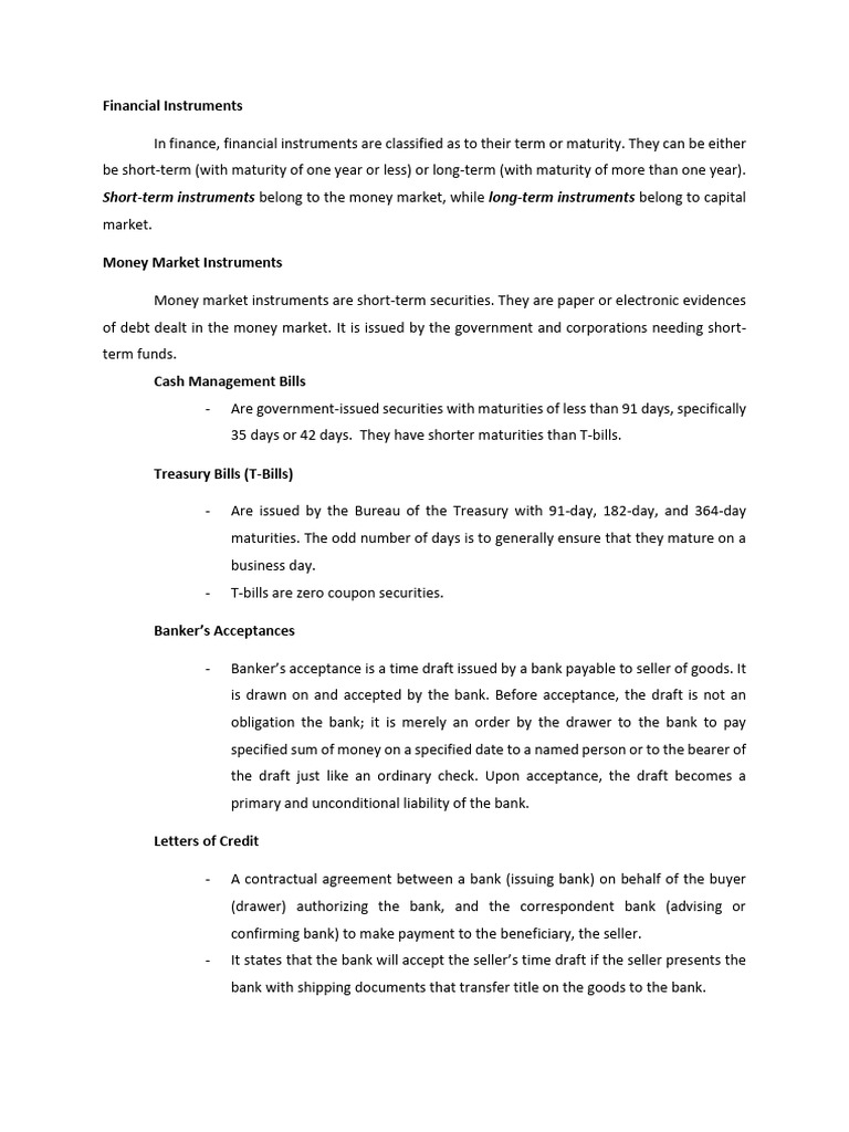 Financial-Instruments 062927 | PDF | Securities (Finance) | Banks
