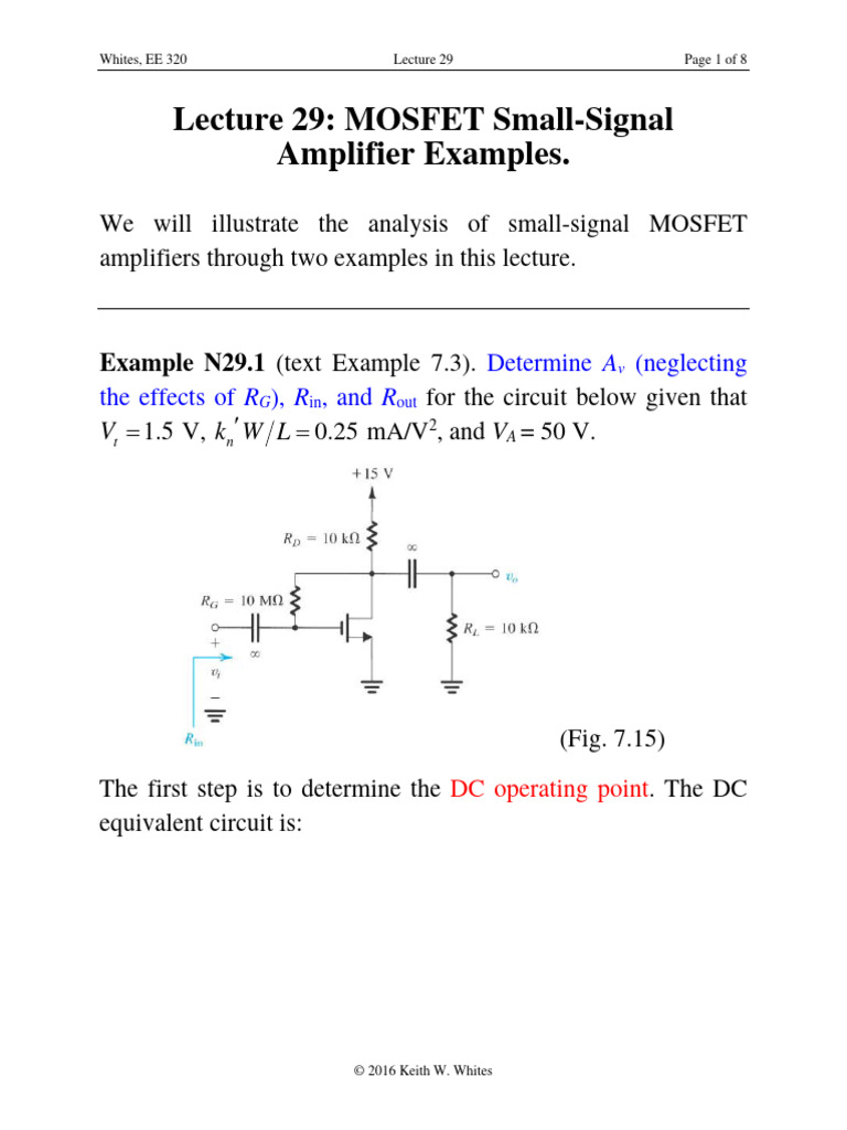320 Lecture 29 | PDF | Mosfet | Amplifier