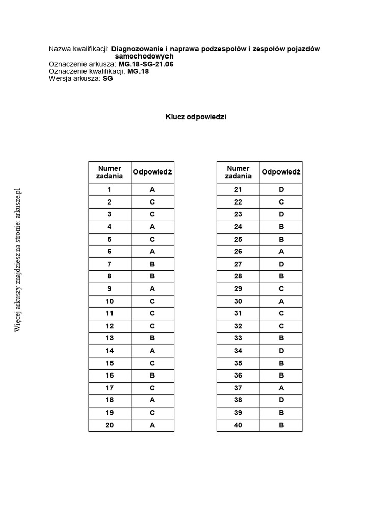 mg18 2021 Czerwiec Egzamin Zawodowy Pisemny Odpowiedzi | PDF