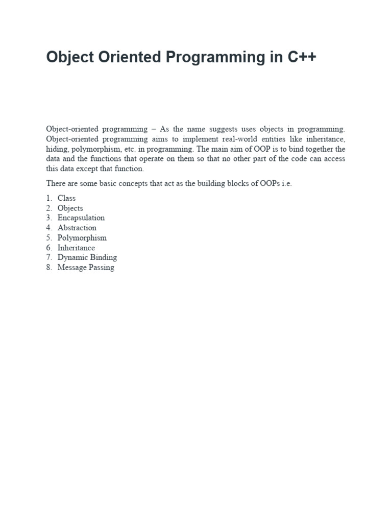 Object Oriented Programming in C++ | PDF | Object Oriented Programming ...