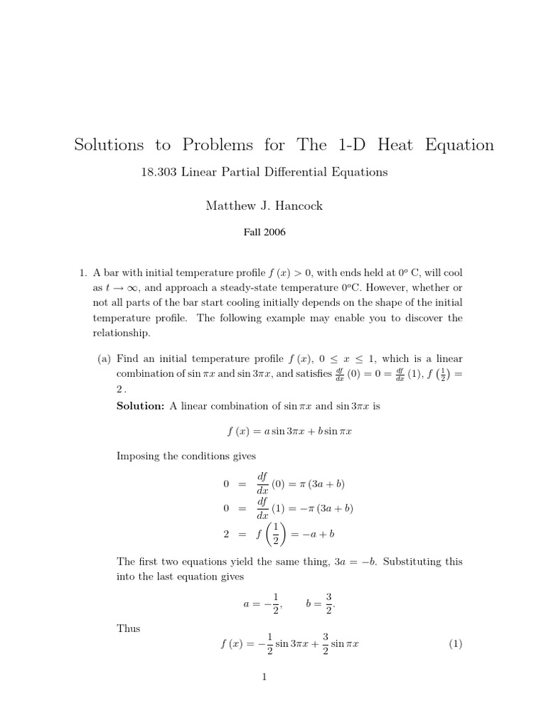 Heat equation examples | PDF | Differential Equations | Differential ...