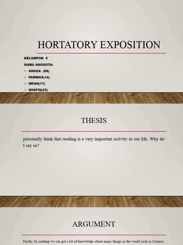 Hortatory Exposition Kelompok 5 | PDF
