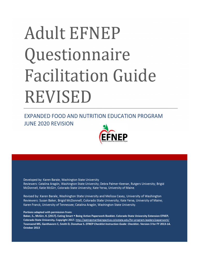 Adult-EFNEP-Questionnaire-June 2020-Facilitation-Guide - 508 - 0 | PDF ...