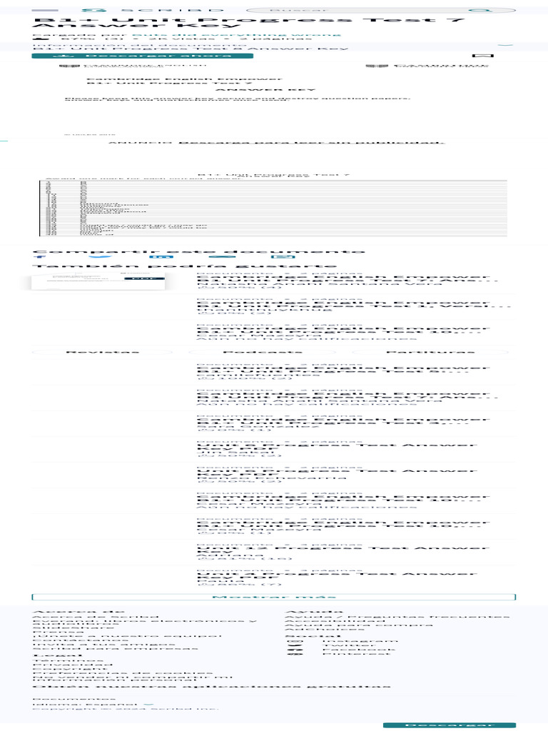 B1+ Unit Progress Test 7 Answer Key PDF | PDF | Scribd | Publicación