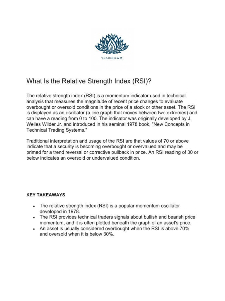 Relative Strength Index (RSI) | PDF | Market (Economics) | Investing