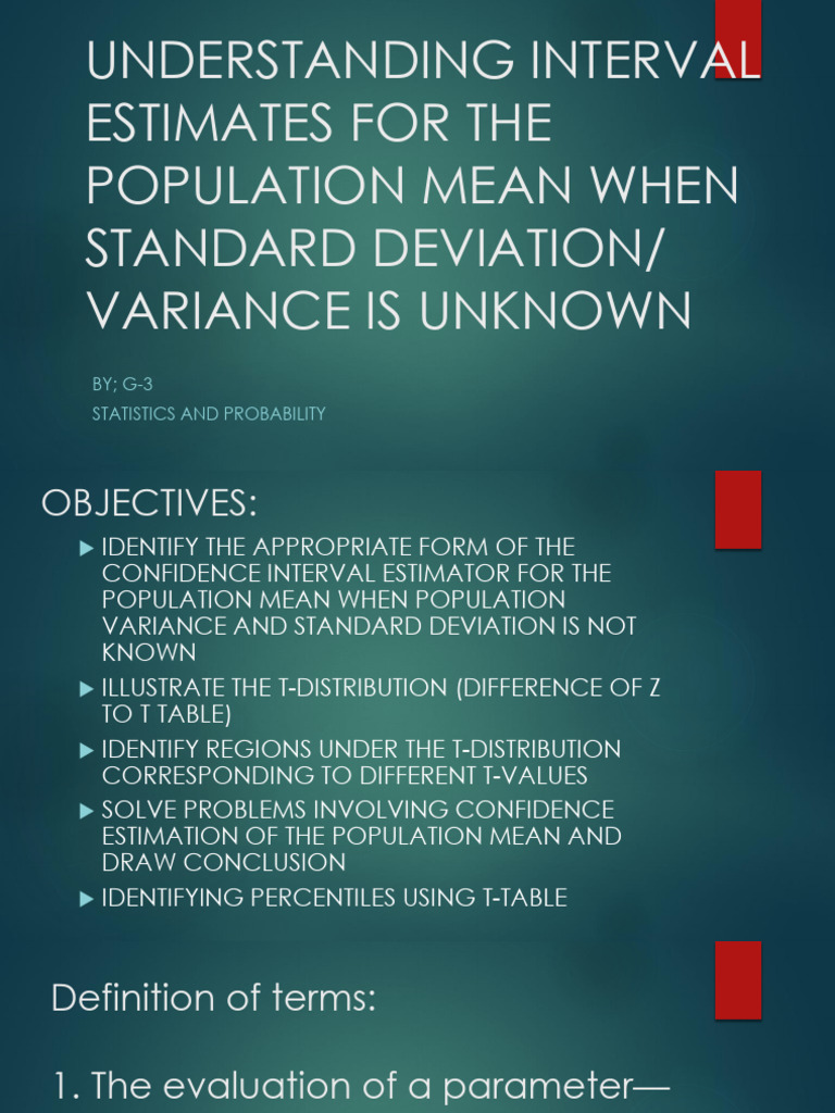 Confidence Intervals for Unknown Variance | PDF | Estimator ...