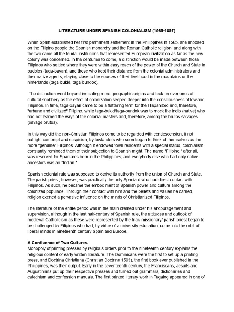 Literature Under Spanish Colonialism 1565 1897 Pdf