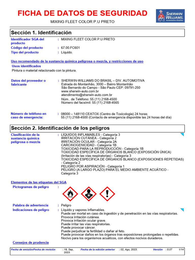 Fds-Epoxico Fleet Color Shrry Williams | Descargar gratis PDF | Toxicología