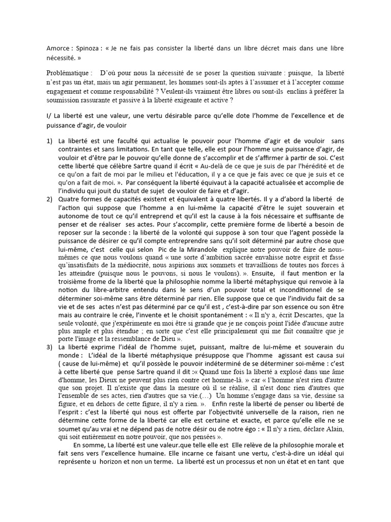Liberté et déterminisme en philosophie | PDF | Liberté | Baruch Spinoza