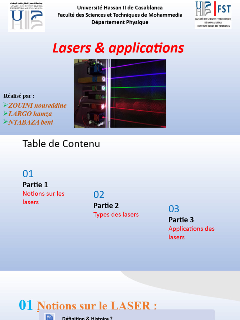 Fonctionnement et applications des lasers | PDF | Laser | Électromagnétisme