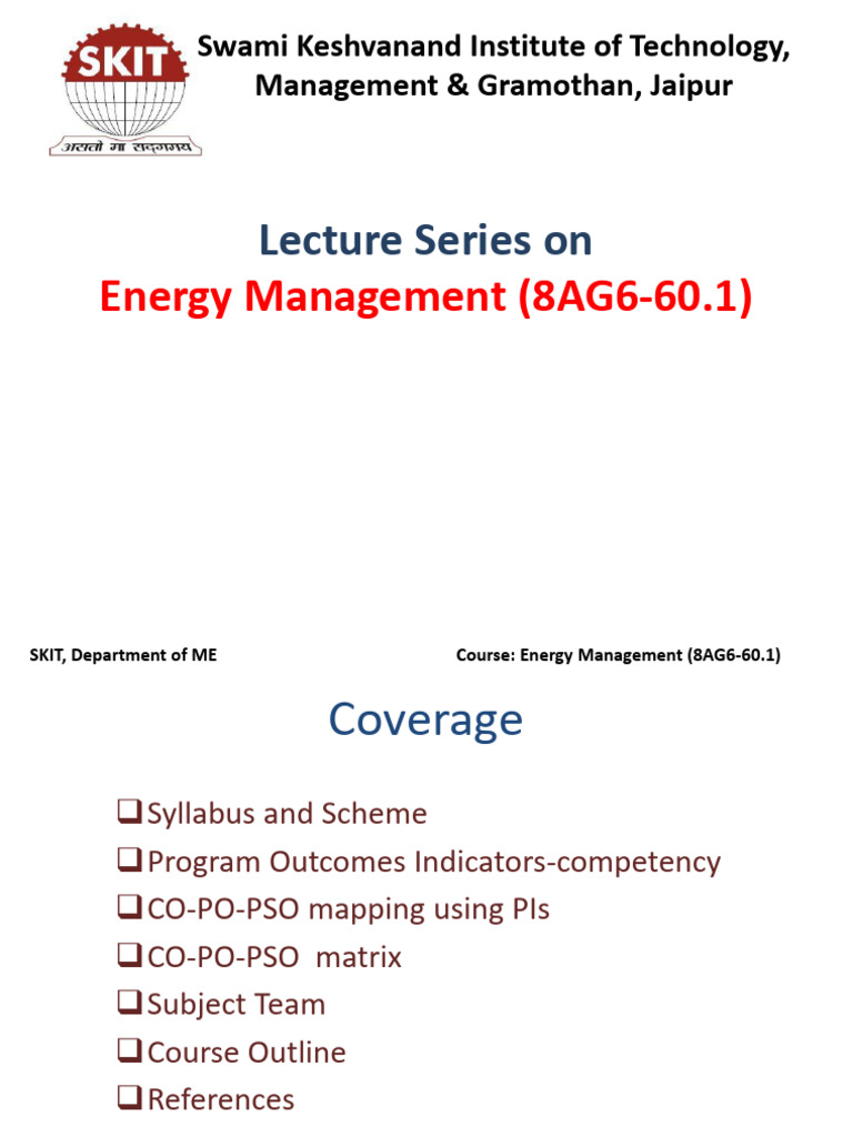Energy Management Course Overview | PDF | Engineering | Sustainability