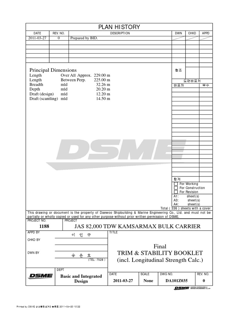 Kamsarmax Bulk Carrier Stability Guide | PDF | Tonnage | Hull (Watercraft)