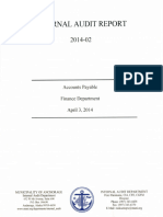 Internal Aijdit Report: Accounts Payable Finance Department April 3,2014