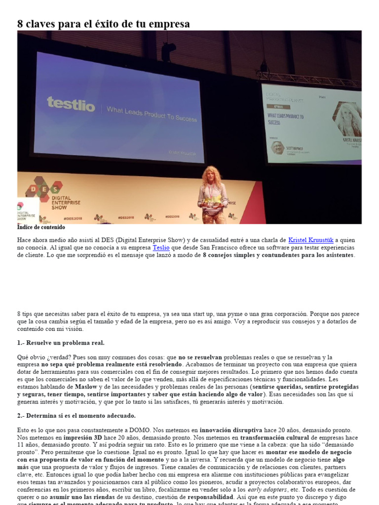 8 Claves para el Éxito Empresarial | PDF | Business | Modelo de negocio